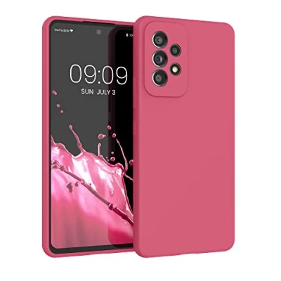 Abbildung von kwmobile Hülle kompatibel mit Samsung Galaxy A53 5G Silikon Handy Case Handyhülle weiche Oberfläche kabelloses Laden Awesome Pink