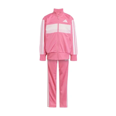 Abbildung von adidas Unisex Kinder SEASONAL ESSENTIALS TIBERIO 3 STRIPES TRICOT TRACKSUIT, Pink Fusion/White/Clear Pink, 4 Years