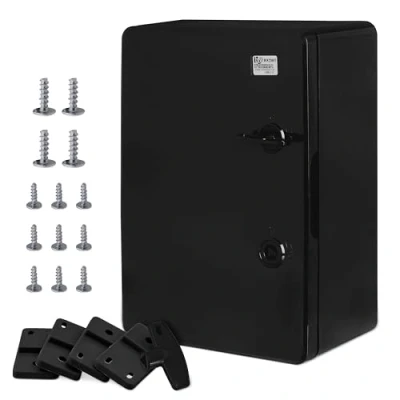 Abbildung von BOXEXPERT ABS Kunststoff Gehäuse, IP65, Wandschrank, Industriegehäuse, Leergehäuse, 350x250x150mm, schwarz, Montageplatte, Verriegelung, Gehäuse der Serie Fleet