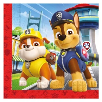 Abbildung von Servietten Paw Patrol Let&#039;s Roll 33x33cm 20 Stück