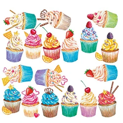 Abbildung von Sunnywall Wandtattoo Aufkleber Wandsticker Küche Genuss 18 Cupcake Muffin Watercolor Motive