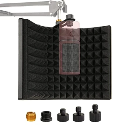 Abbildung von Frgyee Mikrofon Isolationsschild, Faltbarer Mic Isolation Shield Mikrofonschaum für Aufnahmegerät, Absorbierende Schaumstoffschicht mit Hoher Dichte Die Filtration