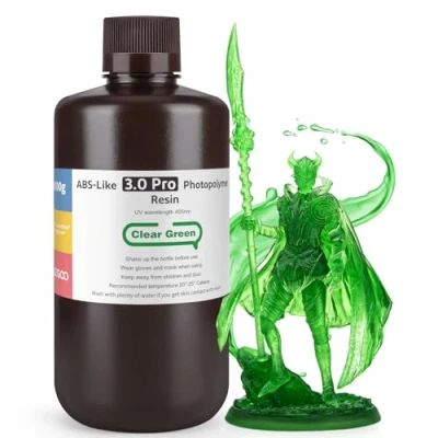Abbildung von ELEGOO ABS Like Resin 3.0 Pro, UV Härtendes 3D mit Hohe Präzision, Nicht Spröde, Giftig für LCD/DLP Drucker Photopolymer Harz Clear Green 1000g