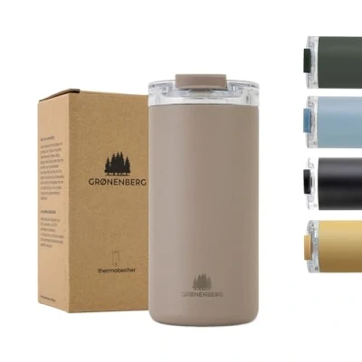 Abbildung von GRØNENBERG Thermobecher Kaffeebecher to go 473ml, 100% Auslaufsicher, Hält mind. 4 h warm, Recycelter Edelstahl