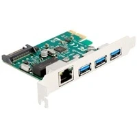 Abbildung von PCI Express x1 Karte zu 3 x USB 5 Gbps Typ A Buchse + 1 Gigabit LAN, Controller