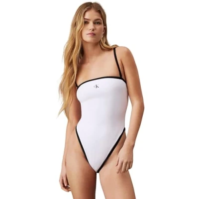 Abbildung von Calvin Klein Swimwear ONE Piece Badeanzug, Damen, Größe: Small, Classic white