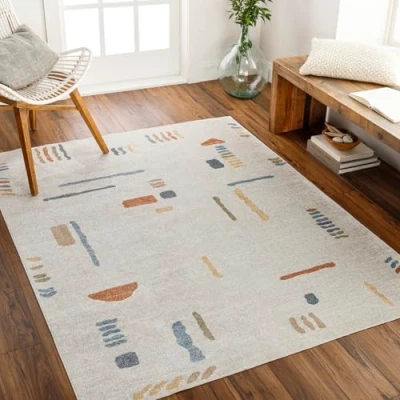 Abbildung von Surya Teppich &quot;Modern&quot;, rechteckig, Maschinenwaschbar, Boho Kurzflor Wohnzimmerteppich, Schlafzimmer