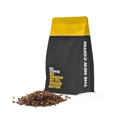Abbildung von No Coffee® Low Espresso Bohnen entkoffeiniert 25% Koffein (500g) Premium Bio Decaf Coffee Entkoffeinierter Kaffee koffeinfrei Decaffeinato