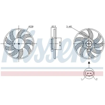 Abbildung von NISSENS 850105 Lüfter 350 12 200 AUDI: A7 Sportback, A6 C7 Allroad, Avant