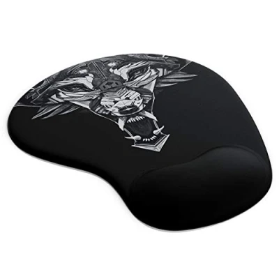 Abbildung von CSL Mauspad mit Gelkissen Titanwolf Gaming Handgelenkauflage Mousepad Gel Handballenauflage Handauflage Gelpolster ergonomisch wasserabweisend und abwaschbar schwarz