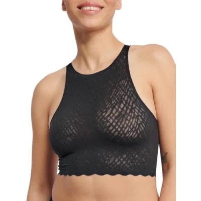 Abbildung von sloggi Spitzenshirt ZERO Feel Bliss Crop Top nahtlos mit Spitzenoptik, Jaquardmuster