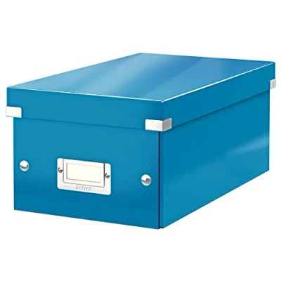 Abbildung von Leitz Click &amp; Store kleine längliche Aufbewahrungsbox, DVD Aufbewahrung, Ideal als Geschenkbox mit Deckel, Stapelbox aus hochwertiger Hartpappe laminierter Oberfläche, Blau, 60420036