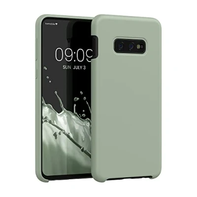 Abbildung von kwmobile Hülle kompatibel mit Samsung Galaxy S10e Silikon Handy Case Handyhülle weiche Oberfläche kabelloses Laden Graugrün