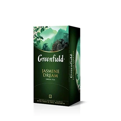 Abbildung von Greenfield Jasmine Dream, Aromatisierter Grüner Tee mit Jasmin, Green Tea, 25 Doppelkammerbeutel Etiketten in einem Folienbeutel (25 x 2 g), 50 g [2 Stück]