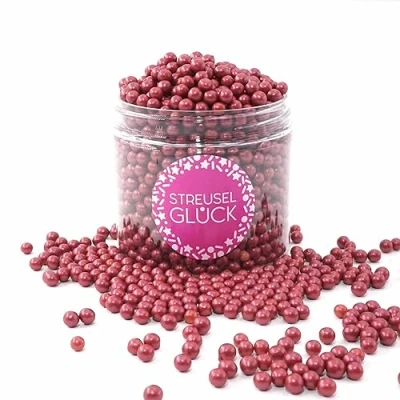 Abbildung von STREUSEL Pure Love bordeaux dunkelrot 180g Zuckerperlen GLÜCK Zuckerstreusel Kindergeburtstag Weihnachten Tortendeko Cupcakes Muffins Christmas Kuchenstreusel Plätzchen Torte