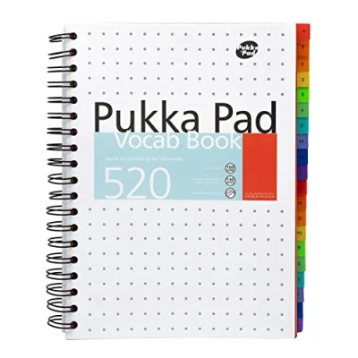 Abbildung von Pukka Pad B5 Vokabelbuch mit 520 Wortkapazität inklusive 20 repositionierbaren alphabetisierten Trennwänden Lernen Sie Synonyme, Antonyme und Verwendung in einem Sent 100 g/m²
