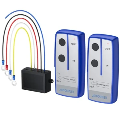 Abbildung von AUTOUTLET 2PCS Wireless Elektrische Seilwinde Funkfernbedienung, Reichweite 100 Fuß, 12V Motorwinde Toröffner Controller Fernsteuerung Set für Winde Kipper LKW ATV