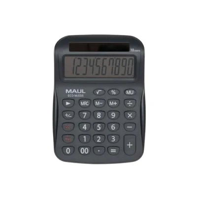 Abbildung von MAUL Taschenrechner Eco MJ 555 Solar mit 10 Stellen Display Nachhaltiger Tischrechner aus recyceltem Kunststoff Standardfunktionen Blauer Engel/uz116 Grau