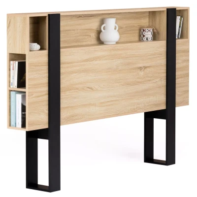 Abbildung von IDMarket Kopfteil auf Fußteil, Phoenix, 160 cm, mit Aufbewahrungsfächern, Holz und Schwarz