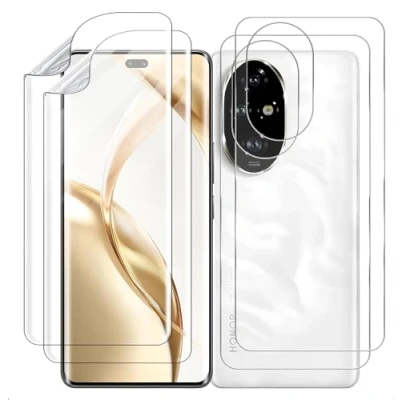 Abbildung von GIOPUEY Schutzfolie Kompatibel mit Honor 200 Pro, 2 Stück Bildschirmschutz und Rückenschutzfolie, Ultra Dünn Flexibles TPU, Kratzfest, Kompatible Hülle