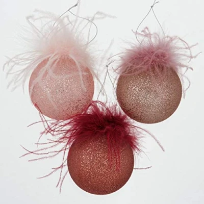 Abbildung von condecoro Christbaumkugel Weihnachtskugel Joliana, 3er Set D 8 cm, Glas Federn
