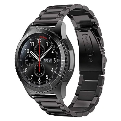 Abbildung von SUNDAREE Kompatibel mit Armbänder Samsung Gear S3 Frontier SM R760/AMAZFIT GTR 4/Garmin Venu 3/Ticwatch Pro 3 Ultra LTE/HUAWEI WATCH GT 4 46mm,22MM Herren Schwarz Edelstahl Metall Ersatz Uhrenarmband