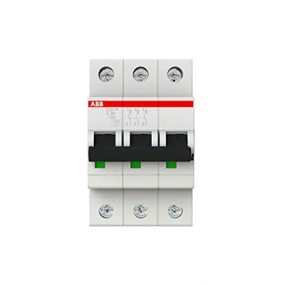 Abbildung von ABB 2 cds273001r0204 System Pro M Compact Miniatur Leitungsschutzschalter, dreifach Pole, Typ C, 20 A Nennstrom, 88 mm H x 52,5 W 69 D