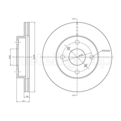 Abbildung von METELLI 23 0552C Bremsscheibe 235,0 18,0 4 55,0 Belüftet lackiert TOYOTA: Yaris I Schrägheck, Verso