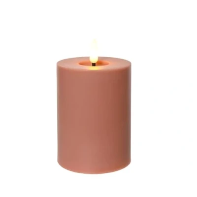 Abbildung von Lumineo LED Kerze mit Timer 7x12cm Indoor &amp; Outdoor Kunstkerze 6 Stunden Timerfunktion Flammenlose Kerzen als Outdoorkerzen Tischkerzen Dekokerzen Stumpenkerzen Braun Warmweiß