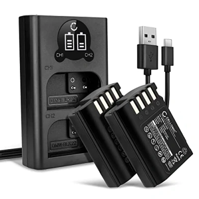 Abbildung von CELLONIC 2X DMW BLK22 Akku kompatibel mit Panasonic Lumix G9 DC GH5 II GH6 S5 GH5S 7.4V 1600mAh + Dual Ladegerät