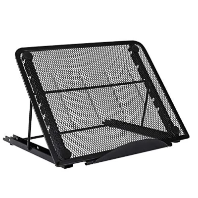 Abbildung von Laptop Ständer Belüfteter Multi Angle Notebook Standfuß Faltbar rostfreier Stahl Tablet Halterung Halter für MacBook Air Pro Lenovo Dell Schwarz