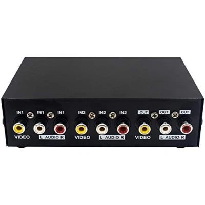 Abbildung von Duttek 2 Port Cinch umschalter Audio av Switch In 1 Out Composite Video L/R Auswahlbox für DVD STB Spielkonsolen