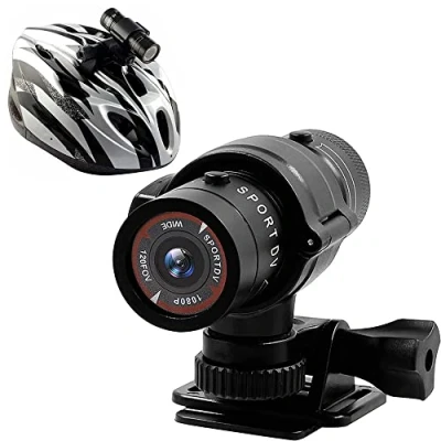 Abbildung von Hangang Mini Action cam 1080P Full HD Wasserdicht Sport Helm Bike Video Kamera DVR AVI Camcorder 32 GB TF Karte ideal für Klettern Reiten Skifahren