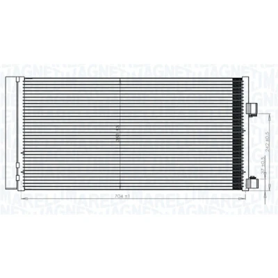 Abbildung von MAGNETI MARELLI 350203847000 Klimakondensator mit Trockner 704x348x16 348mm 704mm 16mm RENAULT: LAGUNA 3 Grandtour, Kangoo II Be Bop,