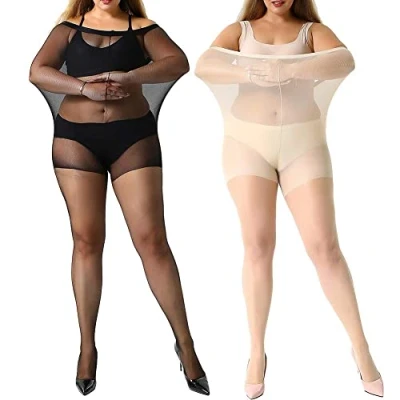 Abbildung von MANZI Damen Strumpfhose 2 or 4 Paar Plus Größen XL 4XL(44 62),1 Hautfarben,1 Schwarz(20 Den) XXL