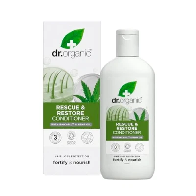 Abbildung von Dr. Organic Hanföl Rescue Conditioner, Wiederherstellend, Feines Haar, Herren, Damen, natürlich, vegan, tierversuchsfrei, paraben und SLS frei, biologisch, 265ml