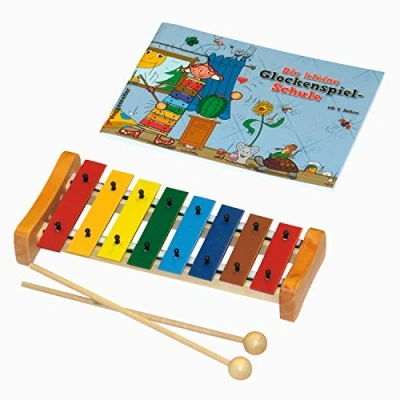 Abbildung von Das bunte Glockenspiel Set von Voggenreiter C Dur mit Holzschlägel und Glockenspielschule (8 metallische Klangplatten, diatonisch), bunt