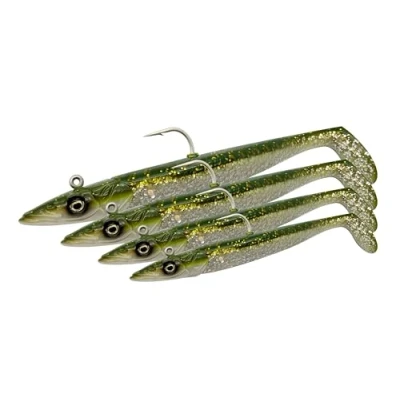 Abbildung von Savage Gear Sandeel V2 Super realistische Sandaal Imitation mit lebhafter Kicking Action, Darting Jig Head, ideal für Raubfische im Salzwasser, Hecht, Barsch &amp; Zander Pink Pearl Silver 14 cm