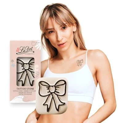 Abbildung von LaDot Tattoo für Kinder und Erwachsene, temporäre hautfreundliche fake Tattoos, Stempel ohne Nadeln Körper Arm, wasserfest, Keramikstempel Schleife