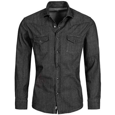 Abbildung von Rock Creek Jeanshemd Herren Dunkelgrau H 198