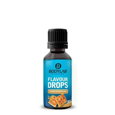 Abbildung von Bodylab24 Flavour Drops 30ml Vanille Mandel Kuchen, Kalorienfreie, Zuckerfreie &amp; Fettfreie Aroma Tropfen, Flavdrops zum Süßen von Lebensmitteln, Geschmackstropfen ohne Künstliche Farbstoffe