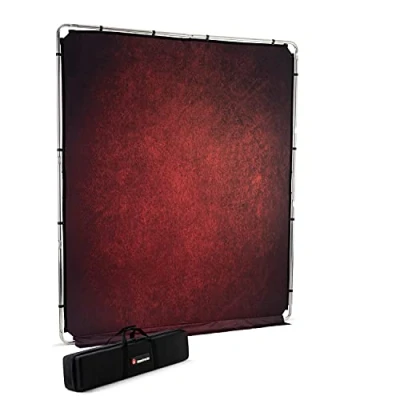 Abbildung von Manfrotto EzyFrame Vintage Hintergrund Kit Farbe Karminrot Zusammenklappbar Aluminiumrahmen 2 Meter x 2,3 mit festem Transportkoffer LL LB7940