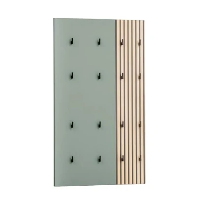 Abbildung von Lomadox Garderobenpaneel Flur Garderobe Hakenpaneel Wandpaneel 8 Kleiderhaken Kleiderständer modern in Pistazie mit Eiche Natur
