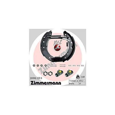 Abbildung von ZIMMERMANN KIT Z 20990.129.9 Bremsensatz, Trommelbremse mit Radbremszylinder, Foto entspricht Lieferumfang RENAULT: CLIO 2, TWINGO 1, DACIA: Sandero I