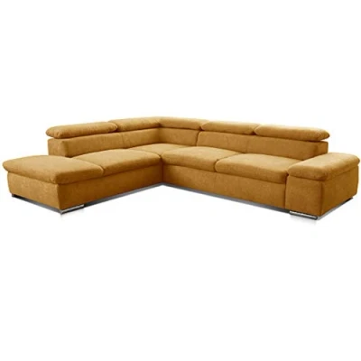 Abbildung von Cavadore Ecksofa Alkatraz / Großes Eck Schlafsofa mit Ottomanen links und verstellbaren Kopfstützen/ Modernes Design 274 x 66 228 cm Gelb