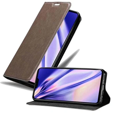 Abbildung von Cadorabo Hülle kompatibel mit LG V50 aus Premium Kunst Leder Flip Klappbare Stoßfeste Magnetische [Standfunktion] [Kartenfächern] Cover für Tasche in Braun