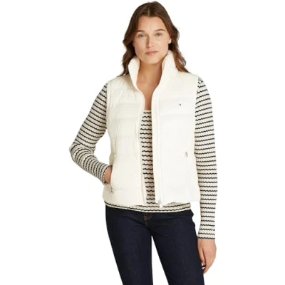 Abbildung von Tommy Hilfiger Feminine Gloss VEST Weste, Damen, Größe: Medium, Ivory petal