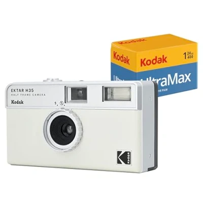 Abbildung von KODAK EKTAR H35 Halbformat Filmkamera (Off White, Bündel mit 24 Aufnahmen)