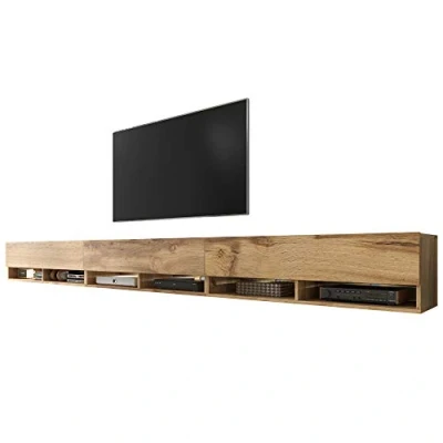 Abbildung von Selsey Wander TV Board/Fernsehschrank für Wohnzimmer hängend/stehend, optional mit LED, 300 (3 x 100) cm breit (Holzoptik Wotan Eiche, LED)