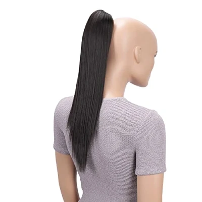 Abbildung von CAISHA 50cm Clip on Zopf Haarteil Pferdeschwanz Haarverlängerung Kunsthaar Glatt Dunkelbraun H58